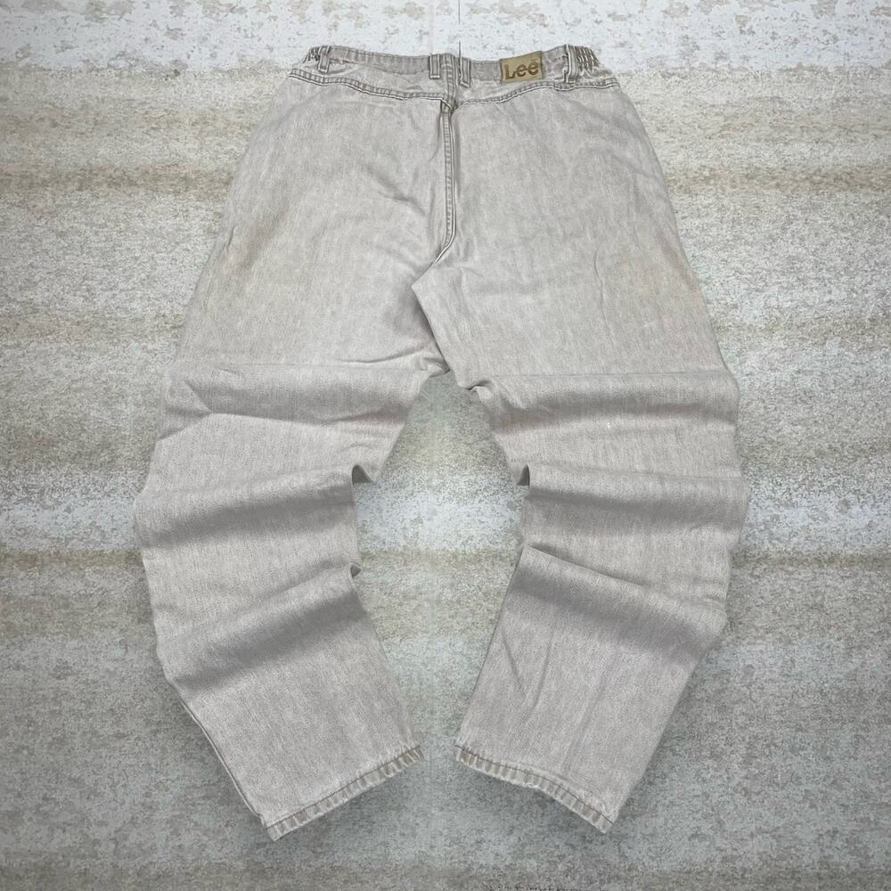 Vintage 90s Lee Jeans 34x34 Baggy Tapered Fit Tan Wash Denim